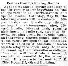 The Philadelphia inquirer, on April 16, 1893, previewed the forthcoming "first annual spring handicap" to be run on May 13, 1893. 18930416PHILAINQUIRERpage16.jpg