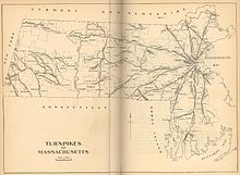 Figure 1: Map of the turnpikes of Eastern Massachusetts