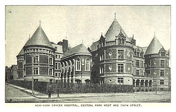 The hospital in 1893 491 NEW-YORK CANCER HOSPITAL, CENTRAL PARK WEST AND 106TH STREET.jpg