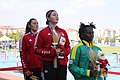 Women discus throw medal ceremony