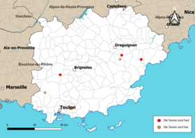 Carte des communes avec sites Seveso