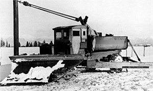 Snowplows played an important role in keeping the military truck routes open.