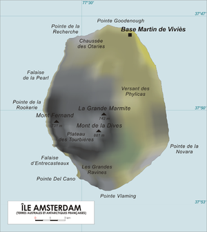 Amsterdam Island, with Martin-de-Viviès at the northern end