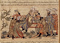 رسم فارسي يُظهر اغتيال الحشاشين للوزير السلجوقي نظام المُلك