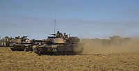 Australian M1 Abrams, the main battle tank used by the Army Australian Army Abrams tanks during Exercise Koolendong at Bradshaw Training Area, Aug 21, 2014.jpg
