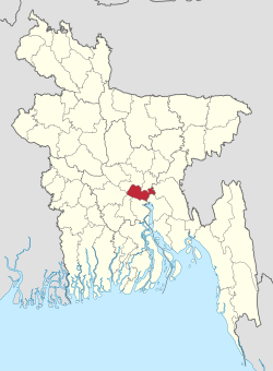 Bản đồ thể hiện vị trí của huyện Munshiganj ở Bangladesh