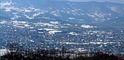 Panoramic view of Bajina Bašta during the winter.