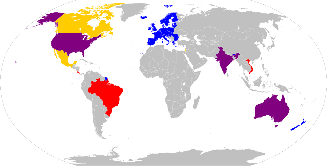 v
t
e
World laws on battery cages
.mw-parser-output .legend{page-break-inside:avoid;break-inside:avoid-column}.mw-parser-output .legend-color{display:inline-block;min-width:1.25em;height:1.25em;line-height:1.25;margin:1px 0;text-align:center;border:1px solid black;background-color:transparent;color:black}.mw-parser-output .legend-text{}
Nationwide ban on battery cages
Some subnational bans on battery cages
Nationwide phaseout of battery cages in progress
Battery cages legal
No data Battery cages laws world map.svg