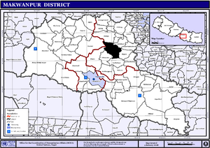 Map of the Makwanpur showing Bhimphedi in black