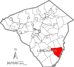 Map of Lancaster County highlighting Colerain Township