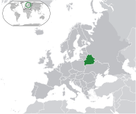 Mapa pokazuje poziciju Belorusije na mapi sveta