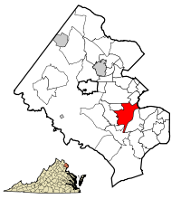 Location of Springfield in فیئرفیکس کاؤنٹی، ورجینیا, ورجینیا