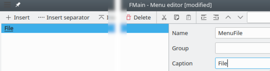 Adding a File Menu in Gambas IDE