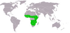 Mapa s rozšířením (zeleně)