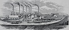 The ironworks of W. Barrows and Sons, Tipton. Canals were of crucial importance in the development of Black Country industry. Griffiths' Guide to the iron trade of Great Britain an elaborate review of the iron (and) coal trades for last year, addresses and names of all ironmasters, with a list of blast furnaces, iron (14741151646).jpg