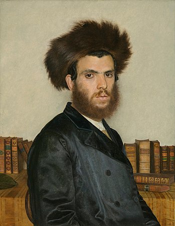 图为伊西多尔·考夫曼（英语：Isidor Kaufmann）的画作《卡巴拉人》。