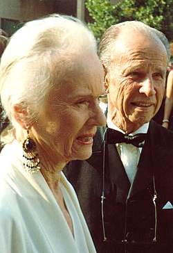 Hume Cronyn och Jessica Tandy på Emmygalan 1988. Foto av Alan Light.