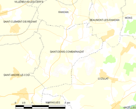 Mapa obce Saint-Denis-Combarnazat