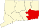 Mapa de Connecticut con la ubicación del condado de New London