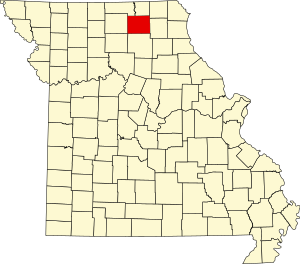 Map of Missouri highlighting Adair County