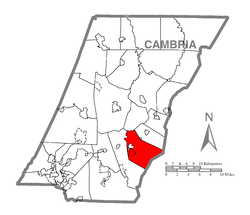 Map of Cambria County, Pennsylvania highlighting Portage Township