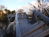 View of damaged footbridge