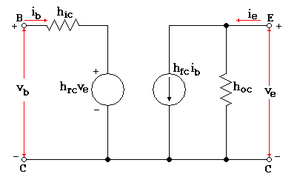 Modello ibrido del transistor a collettore comune.