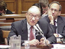 Former chair of the Federal Reserve Alan Greenspan, who obtained his Ph.D. in economics from New York University, testifies before the U.S. House Committee on Financial Services Mvc-017x.jpg