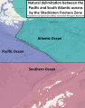 Image 73Map showing the proposal presented by the thesis entitled "Natural delimitation between the Pacific and South Atlantic oceans by the Shackleton Fracture Zone". (from Atlantic Ocean)