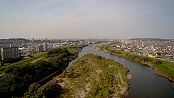 南大分（花園）から広瀬橋方面（下流）