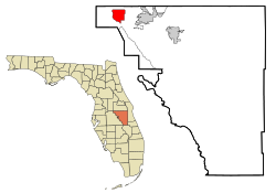 フロリダ州におけるオセオラ郡およびセレブレーションの位置