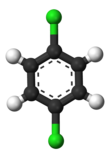 Ball-and-stick model of 1,4-dichlorobenzene