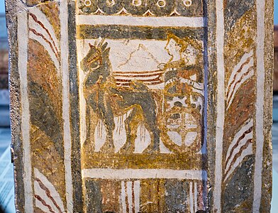 Изображение колесницы на саркофаге из Айи-Триады, Крит, 1370-1320 гг. до н. э.