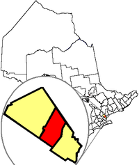 Location in the Region of Peel, in the Province of Ontarioको अवस्थिति