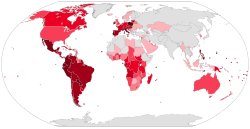 Distribuce katolíků po celém světě
