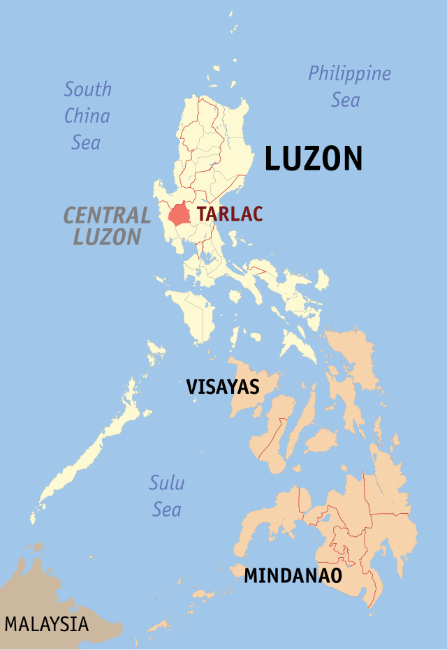 Mapa ng Pilipinas na magpapakita ng lalawigan ng Tarlac