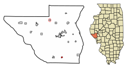 Location of Nebo in Pike County, Illinois.