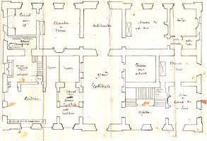 Plan du rez-de-chaussée, fin XVIIIe siècle (avant reconstruction ?)