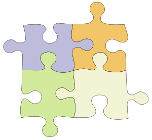 a drawing of a 4 piece jigsaw puzzle