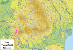 A Temes futása Románia térképén