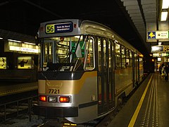 Tram 56 à la gare du Nord assurant la navette vers la gare de Schaerbeek