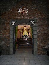 The shrine oratory, which holds a copy of the image.