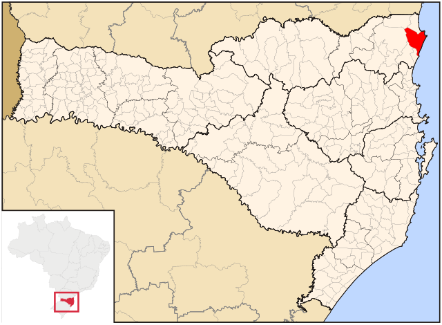 Localização de São Francisco do Sul em Santa Catarina