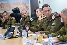 The Israeli General Staff confers during a meeting on 8 October 2023 SoI-War 23-10-08 IDF 11-1.jpg