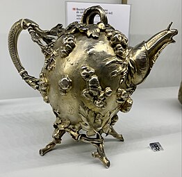 Art Nouveau teapot, by Alphonse Debain, gilt silver and ivory, Museum of Decorative Arts