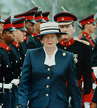 Margaret Thatcher reviewing Bermudian troops