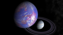 Artist's impression of a hypothetical moon around a Saturn-like exoplanet that could be habitable. The Blue Moon.png