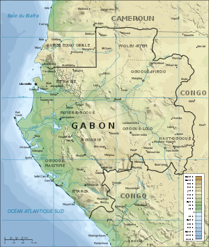 Topographic map of Gabon-fr