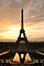 The Eiffel Tower at sunrise, seen from Place the Trocadero.