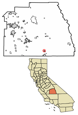 Location of California Hot Springs in Tulare County, California.